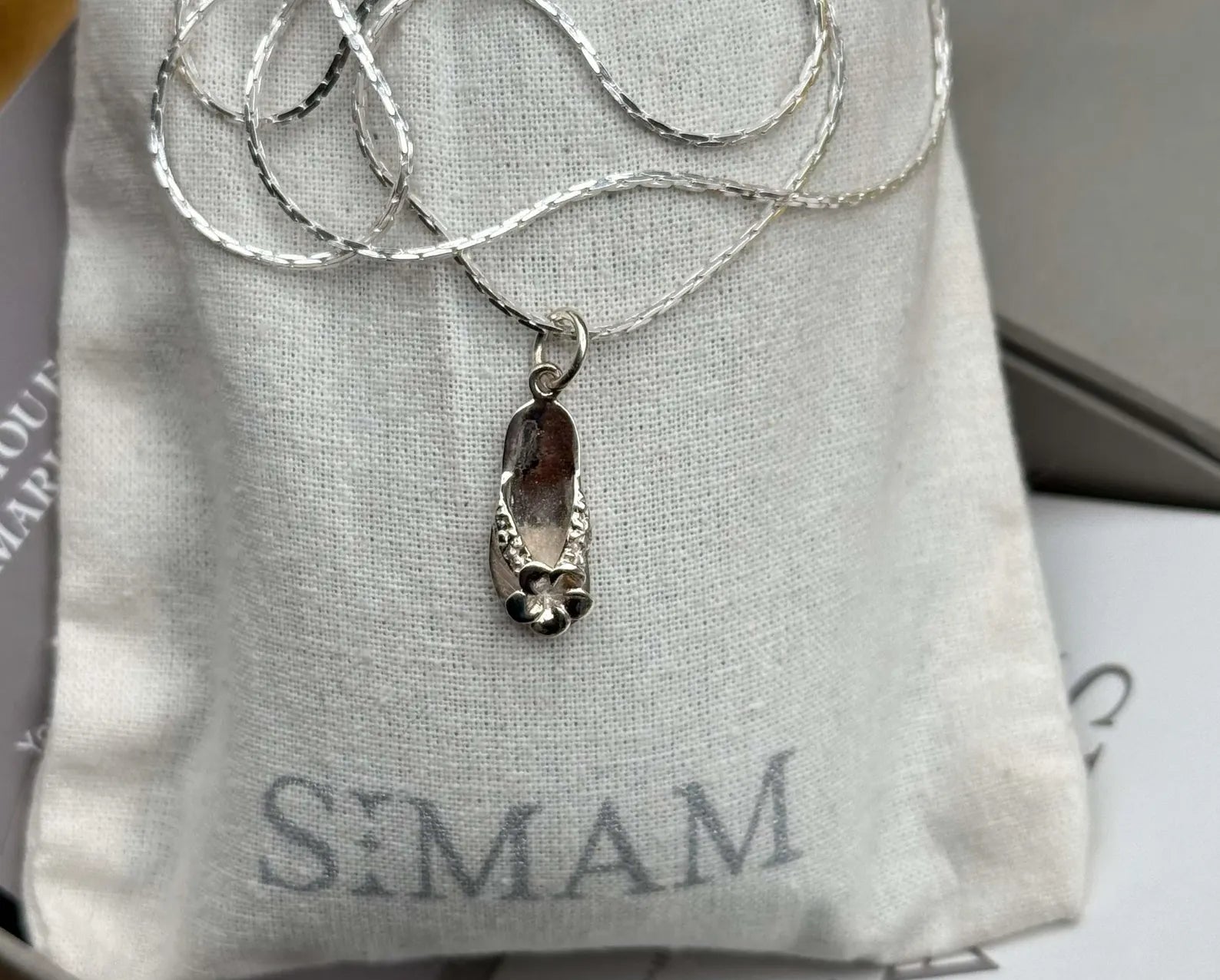 Sterling Silver Flip Flop Necklace – Floral Beach Sandal Pendant