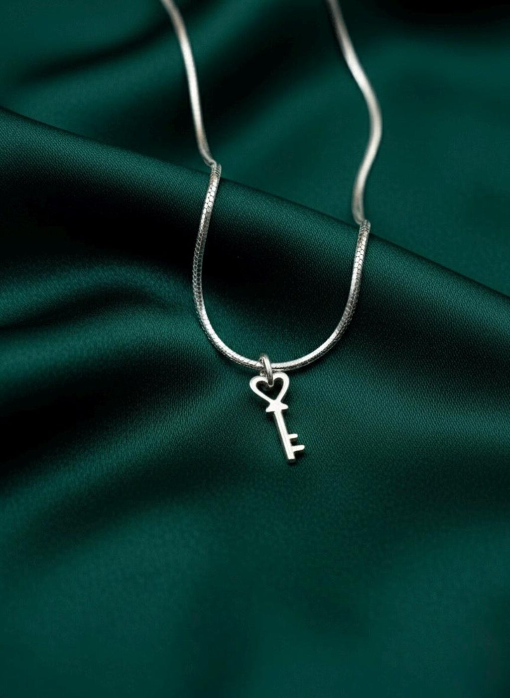 Sterling Silver Heart Key Necklace | Minimalist Key Pendant Jewelry | Dainty Gift for Her | Love Key Necklace | Christmas & Birthday Gift