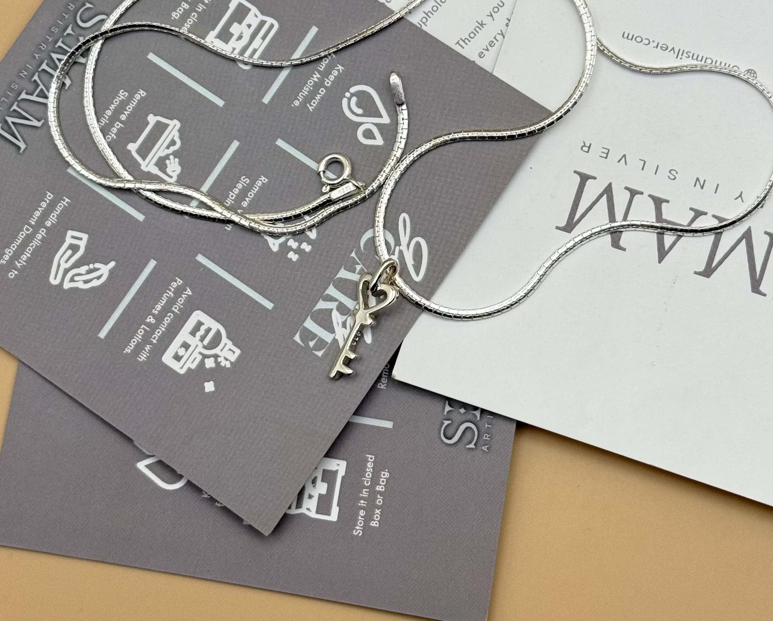 Sterling Silver Heart Key Necklace | Minimalist Key Pendant Jewelry | Dainty Gift for Her | Love Key Necklace | Christmas & Birthday Gift