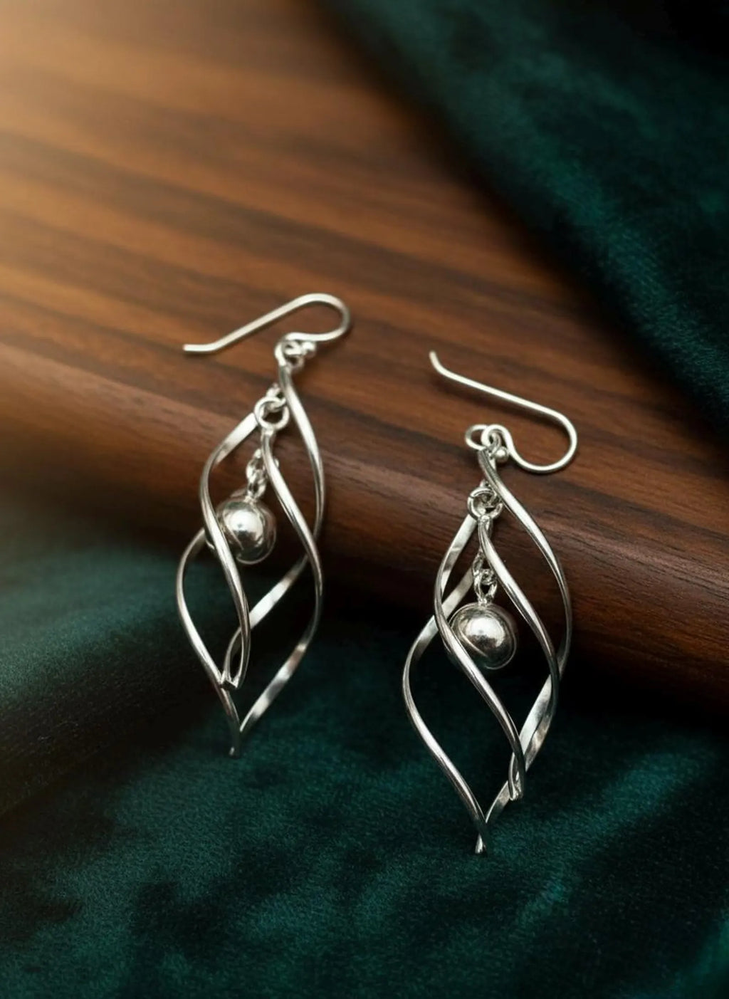 925 Sterling Silver Twisted Ball Dangle Earrings, Modern Spiral Drop Earrings, Minimalist Silver Earrings, silver Jewelry Gift for Her