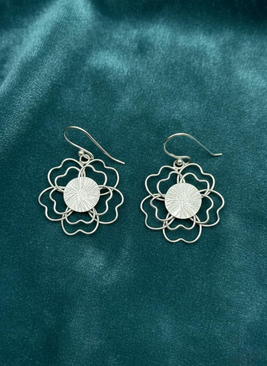 925 Sterling Silver Flower Earrings, Floral Dangle Earrings, Botanical Silver Jewelry, Lightweight Statement Earrings, Gift for Her