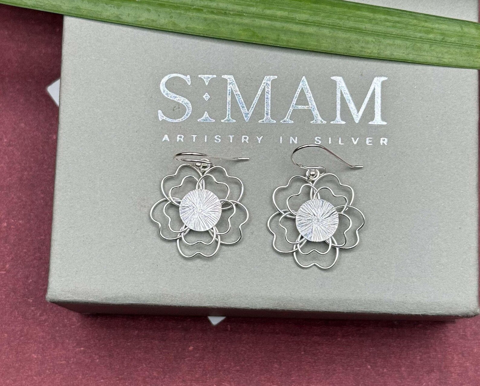 925 Sterling Silver Flower Earrings, Floral Dangle Earrings, Botanical Silver Jewelry, Lightweight Statement Earrings, Gift for Her