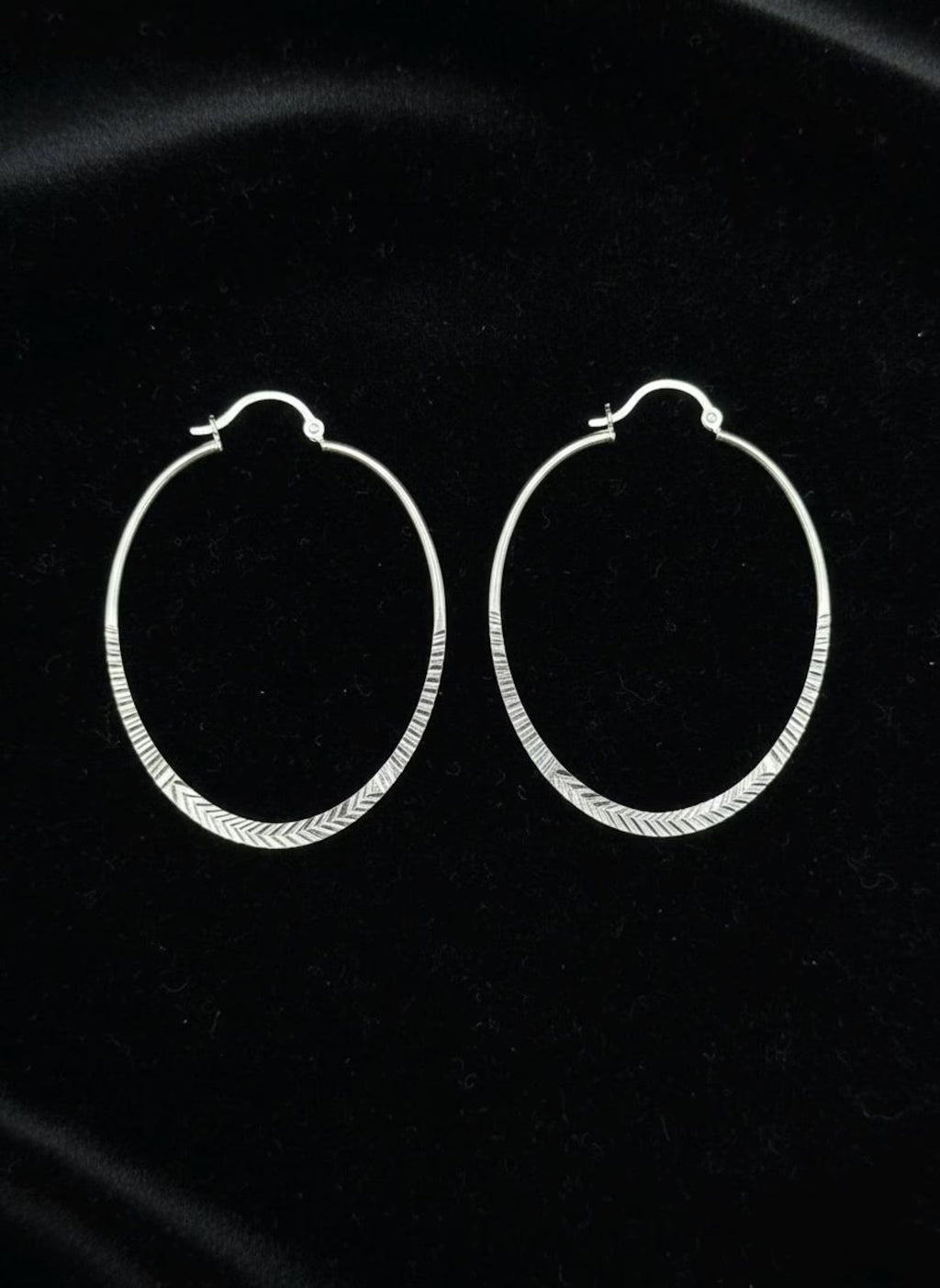 Textured Oval Hoop Earrings, Lightweight Sterling Silver Everyday Jewelry