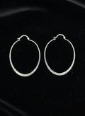 Textured Oval Hoop Earrings, Lightweight Sterling Silver Everyday Jewelry