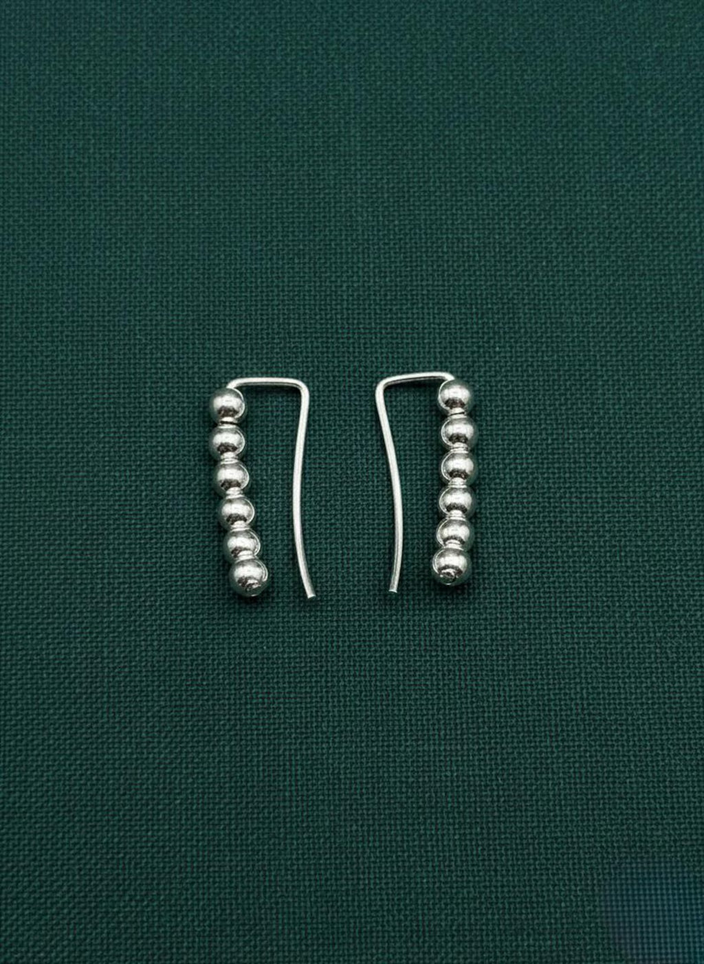 925 Sterling Silver Beaded Threader Earrings, Ball Drop Earrings, Minimalist Silver Earrings, Modern Dangle Earrings, Gift for Her