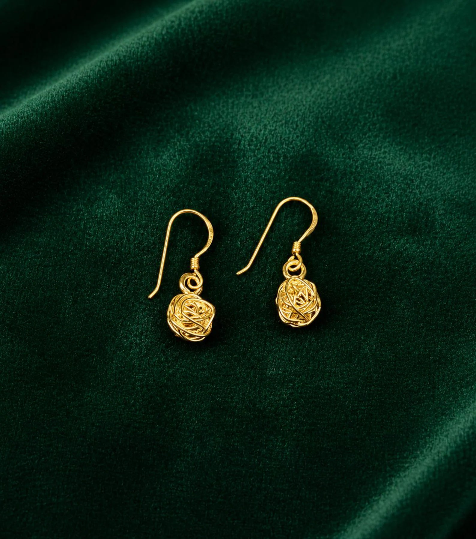 Sterling Silver 14K Gold Plated Dangle Earrings, Floral Rose Jewelry, Minimalist Design