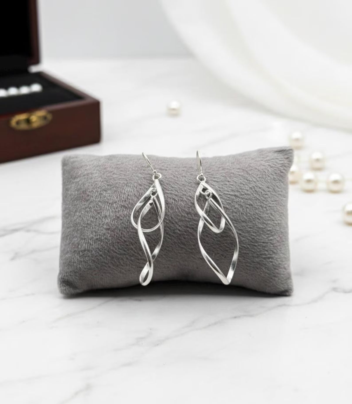 Handmade Silver Twist Dangle Earrings
