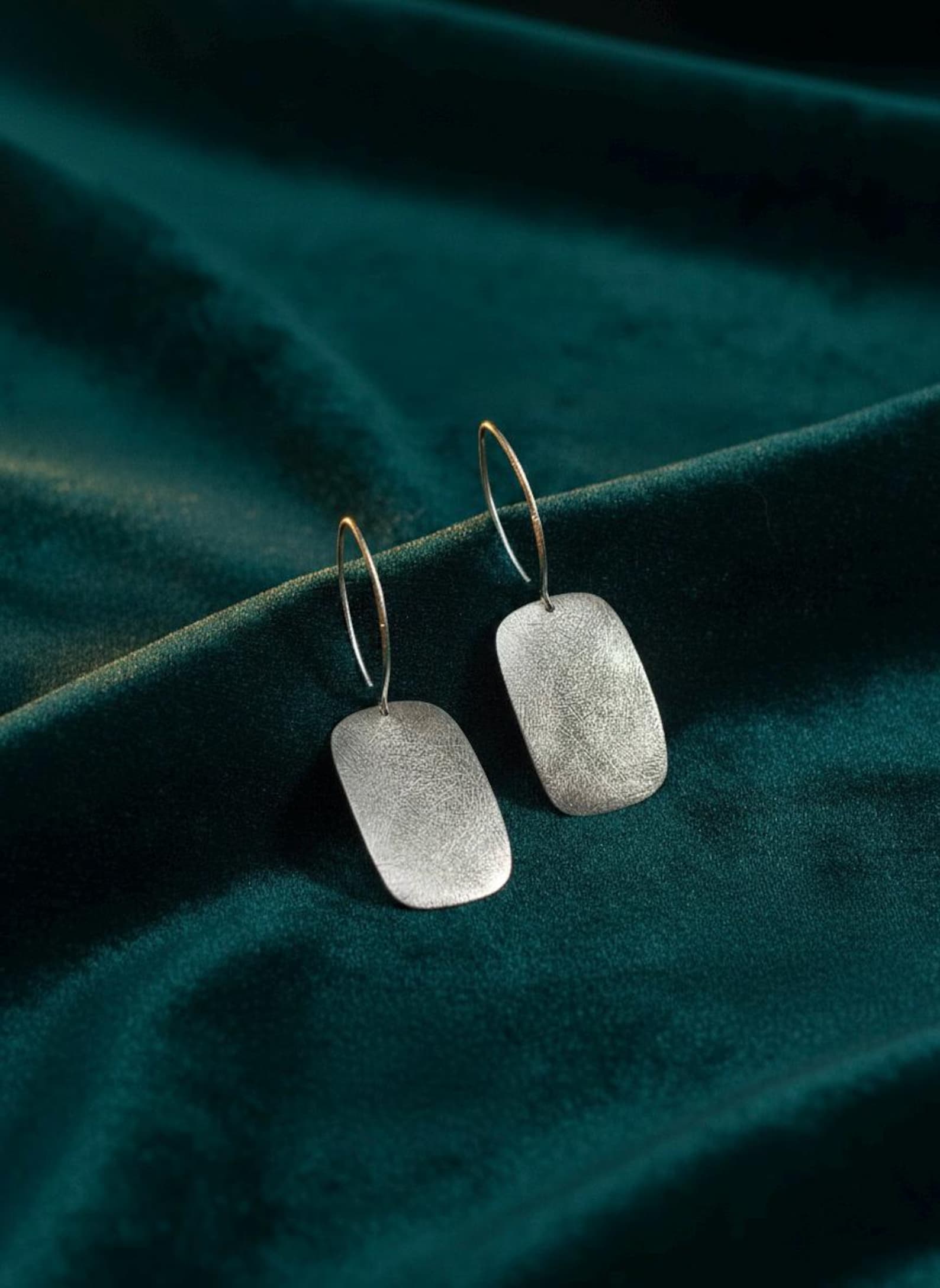 Handmade Silver Rectangle Earrings