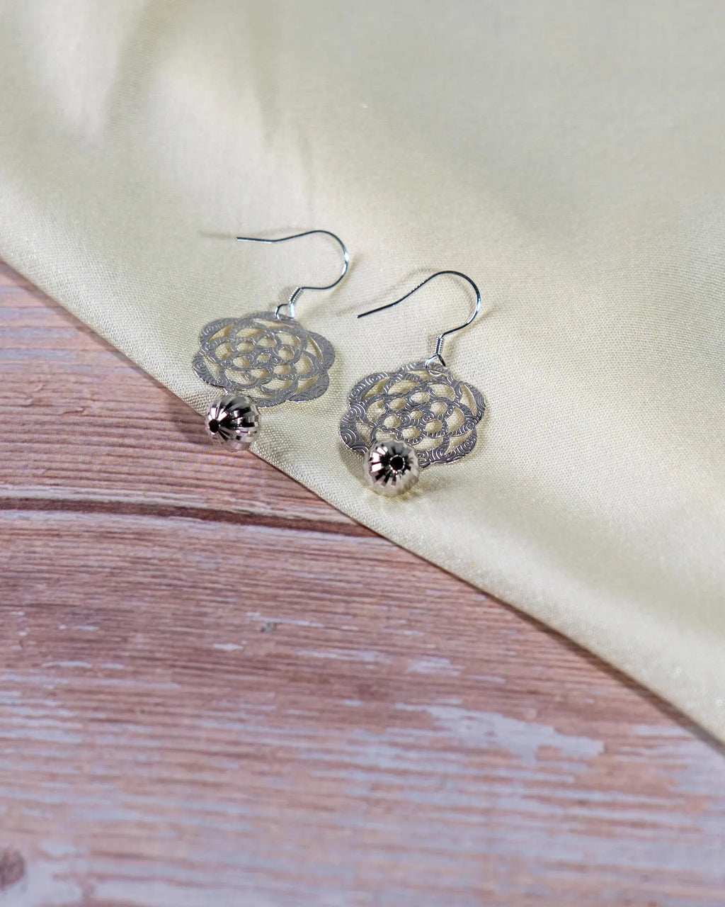 Handmade Sterling Silver Filigree Dangle Earrings, Vintage Floral Statement Jewelry