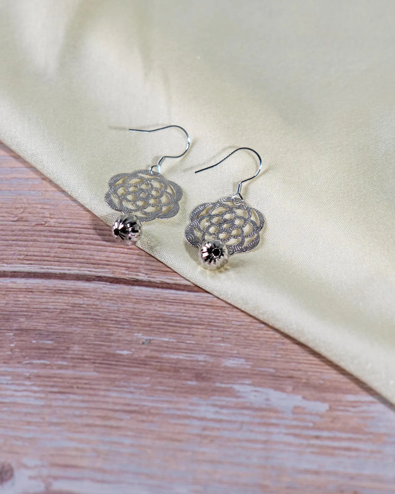 Handmade Sterling Silver Filigree Dangle Earrings, Vintage Floral Statement Jewelry