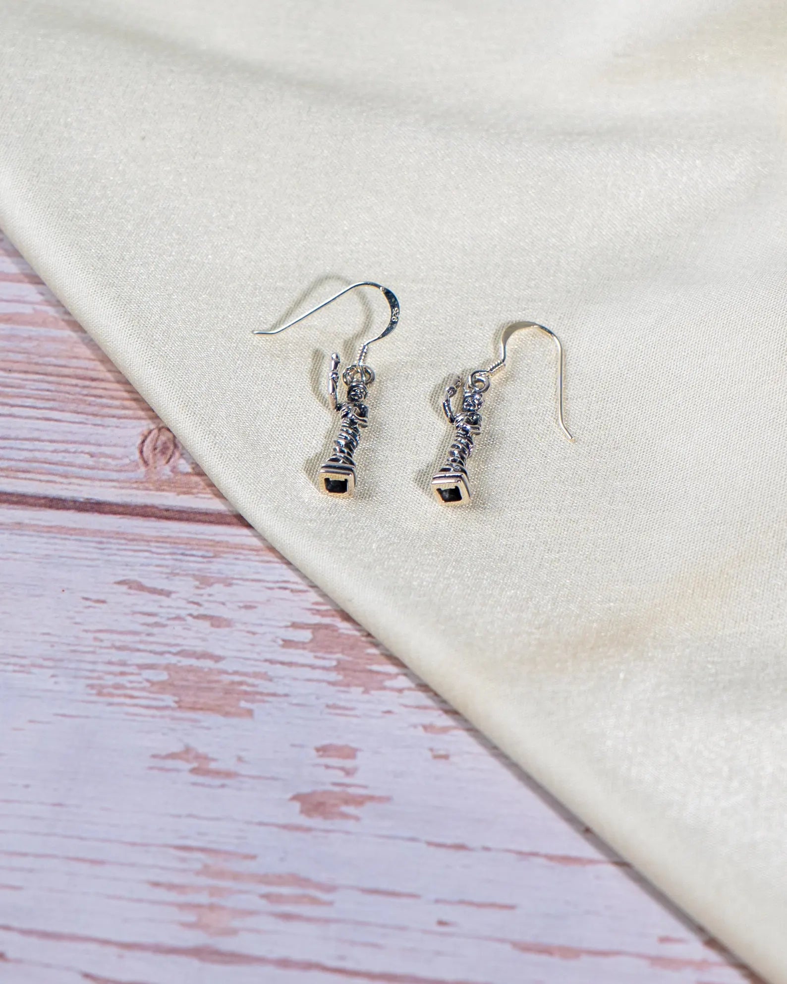 Sterling Silver Lady Dangle Earrings, Handcrafted Novelty Artisan Jewelry