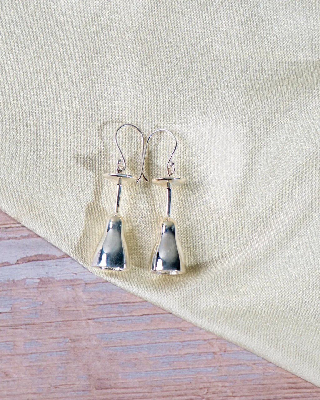 Sterling Silver Wine Glass Dangle Earrings, Novelty Statement Jewelry