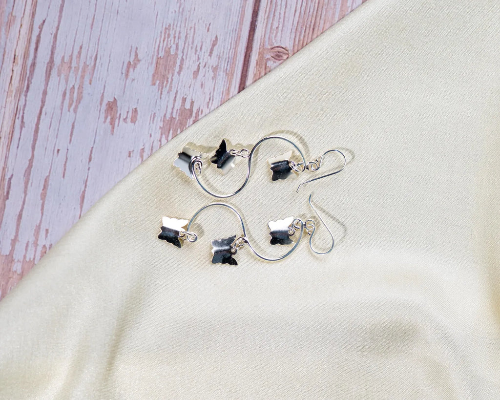 Sterling Silver Butterfly Spiral Drop Earrings – Nature Inspired Lightweight Jewelry
