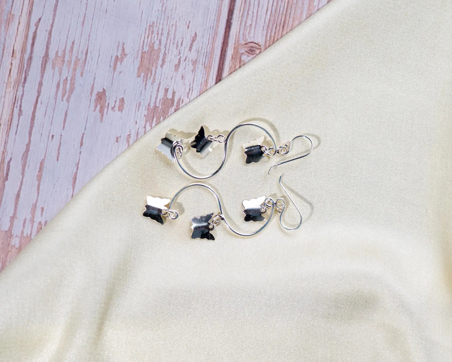 Sterling Silver Butterfly Spiral Drop Earrings – Nature Inspired Lightweight Jewelry