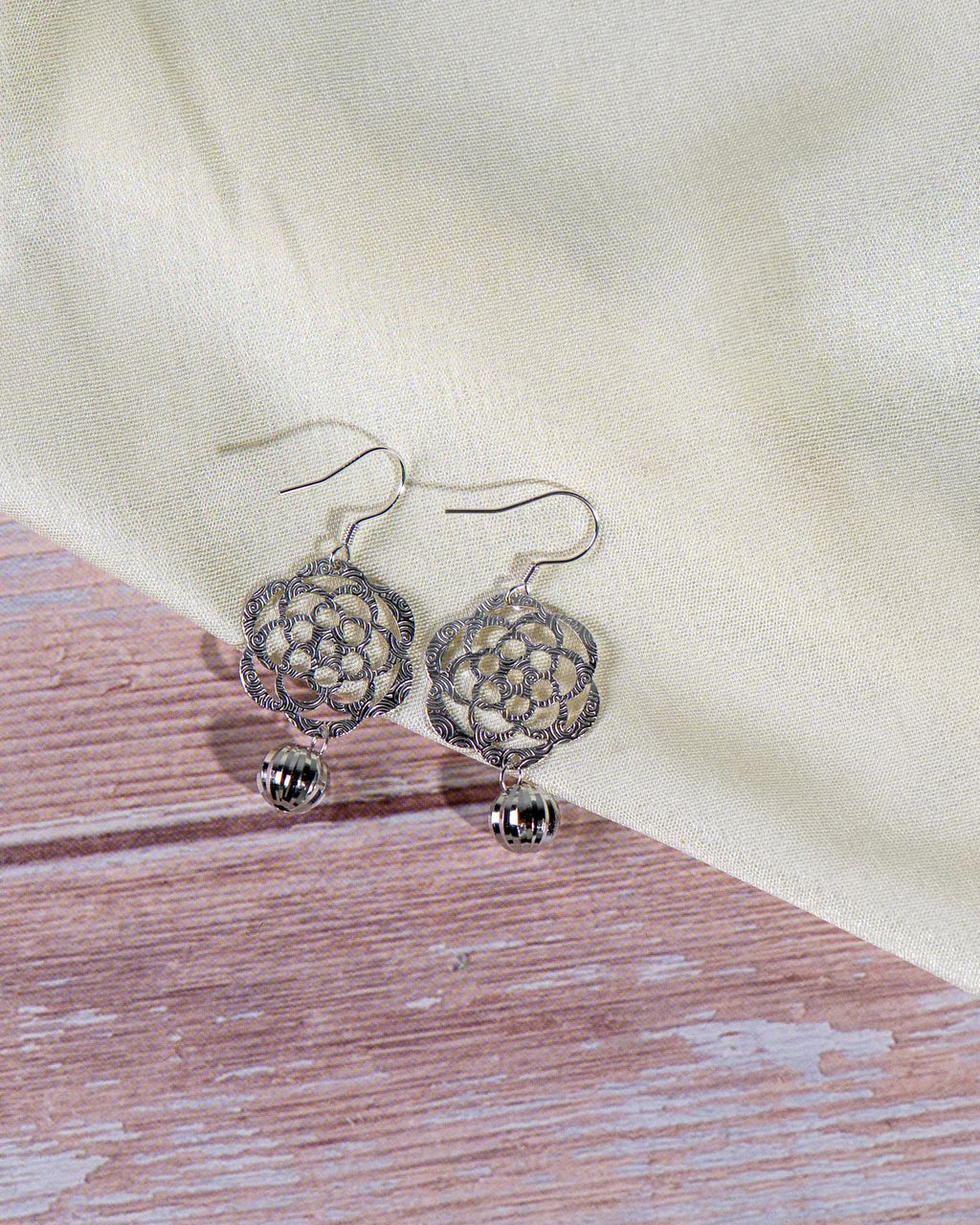 Handmade Sterling Silver Filigree Dangle Earrings, Vintage Floral Statement Jewelry