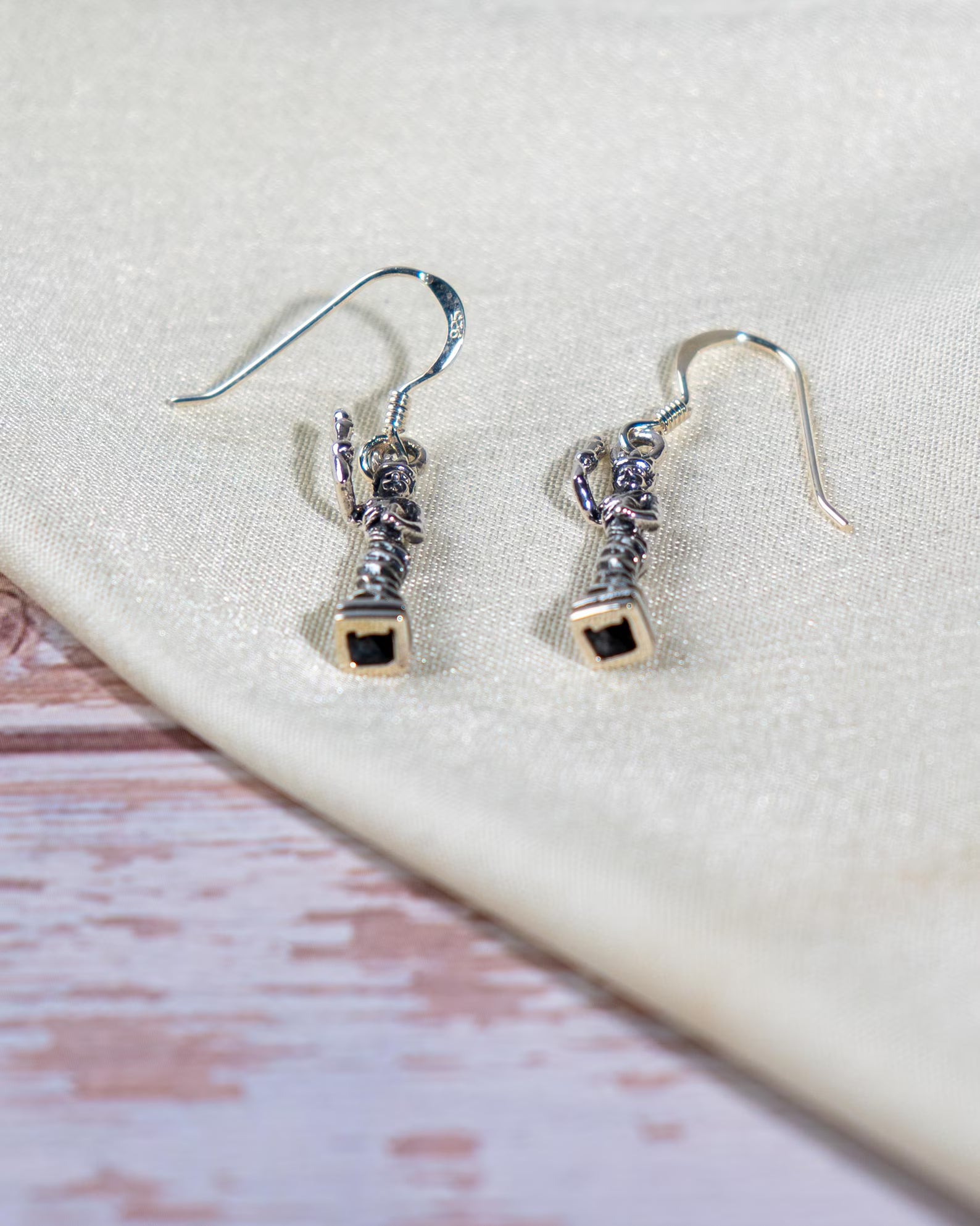 Sterling Silver Lady Dangle Earrings, Handcrafted Novelty Artisan Jewelry