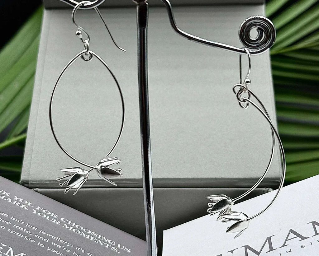 Sterling Silver Lotus Drop Earrings | Boho Minimalist Jewelry