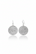 Textured Silver Circle Earrings | Minimalist Round Dangle Earrings | Hammered Disc Jewelry | Gift for Her