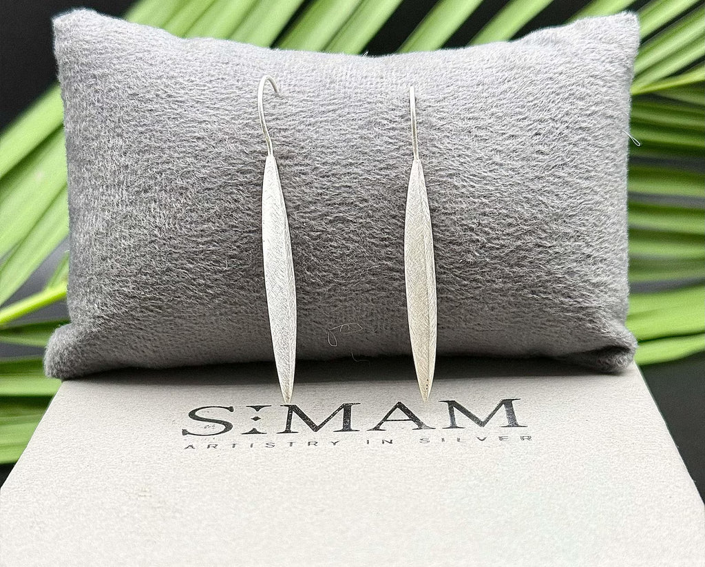 Sterling Silver Marquise Drop Earrings | Minimalist Dangle Jewelry