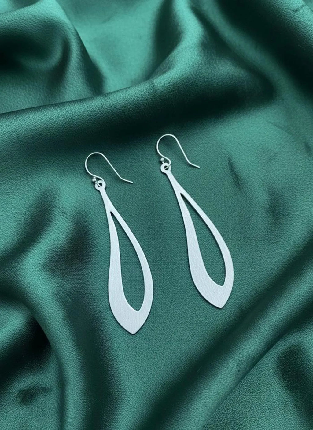 Minimalist Sterling Silver Teardrop Dangle Earrings | Handmade Modern Jewelry