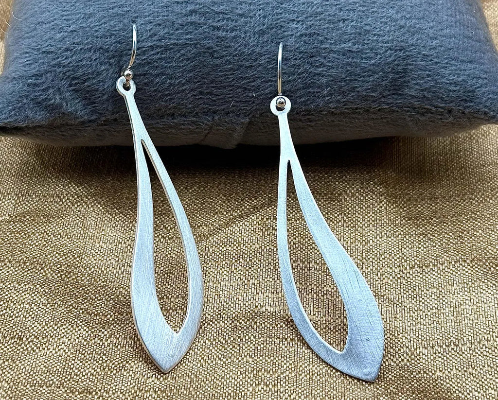 Minimalist Sterling Silver Teardrop Dangle Earrings | Handmade Modern Jewelry