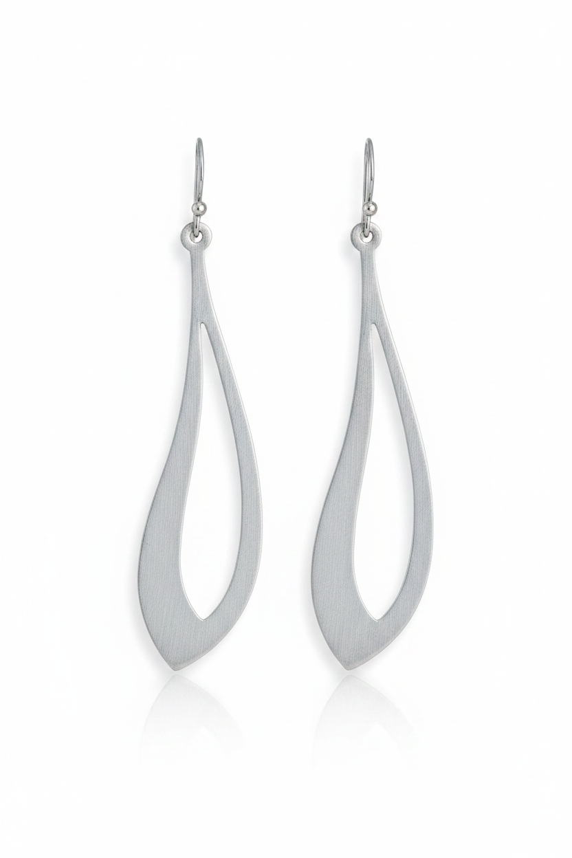 Minimalist Sterling Silver Teardrop Dangle Earrings | Handmade Modern Jewelry