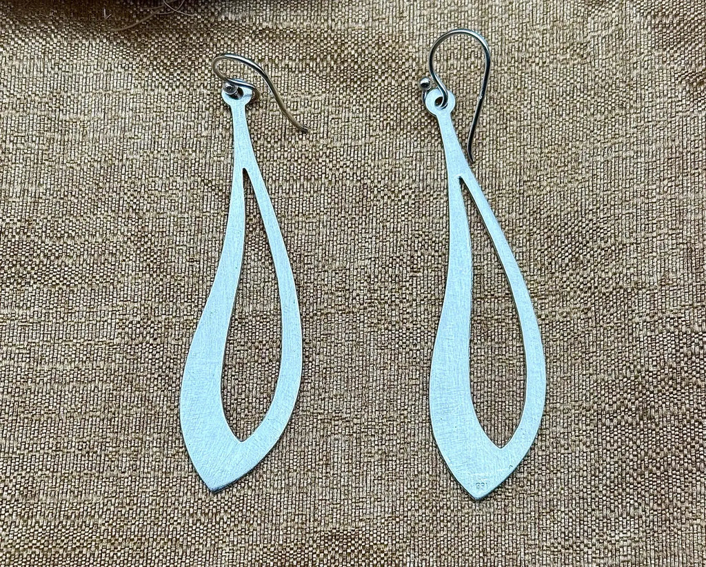 Minimalist Sterling Silver Teardrop Dangle Earrings | Handmade Modern Jewelry