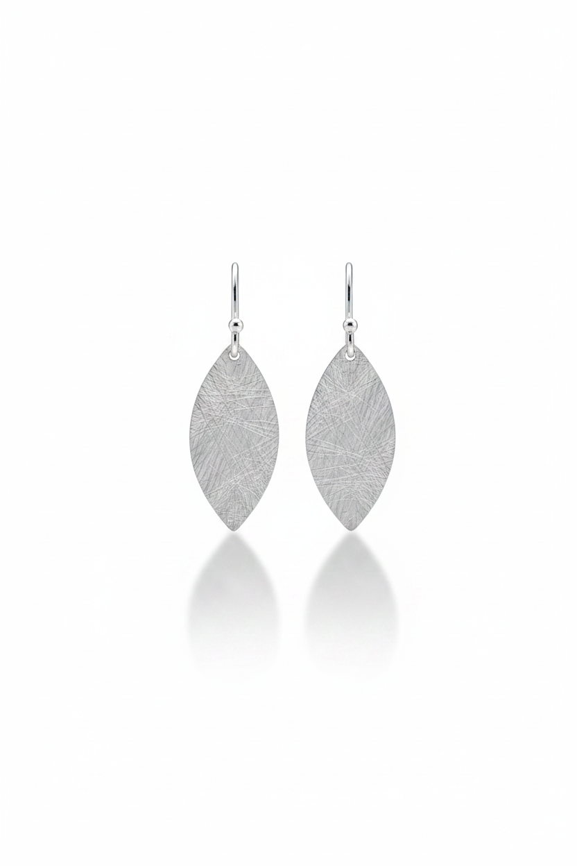 Textured Sterling Silver Leaf Earrings | Minimalist Dangle Jewelry