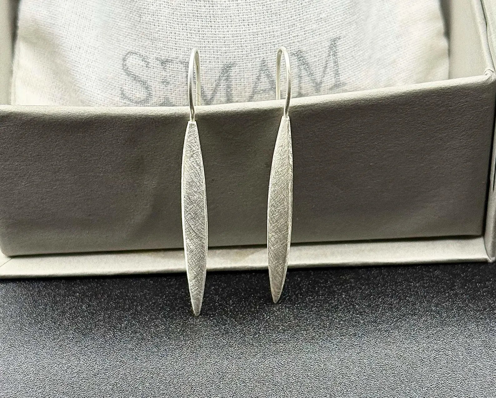 Sterling Silver Marquise Drop Earrings | Minimalist Dangle Jewelry
