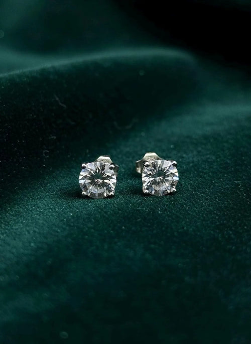 CZ Diamond Stud Earrings | Classic Solitaire, Minimalist Sparkle