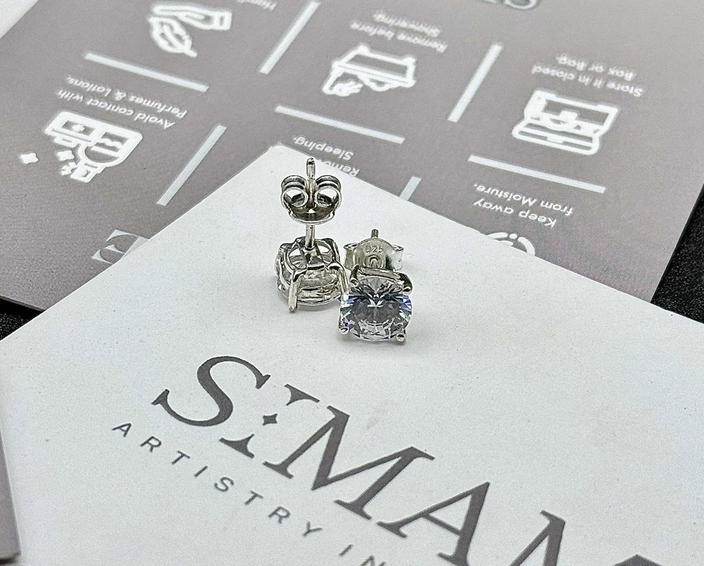 CZ Diamond Stud Earrings | Classic Solitaire, Minimalist Sparkle
