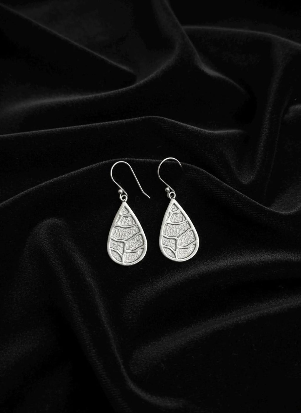 925 Sterling Silver Teardrop Earrings, Leaf Pattern Earrings, Nature Inspired Dangle Earrings, Boho Silver Jewelry, Gift for Her