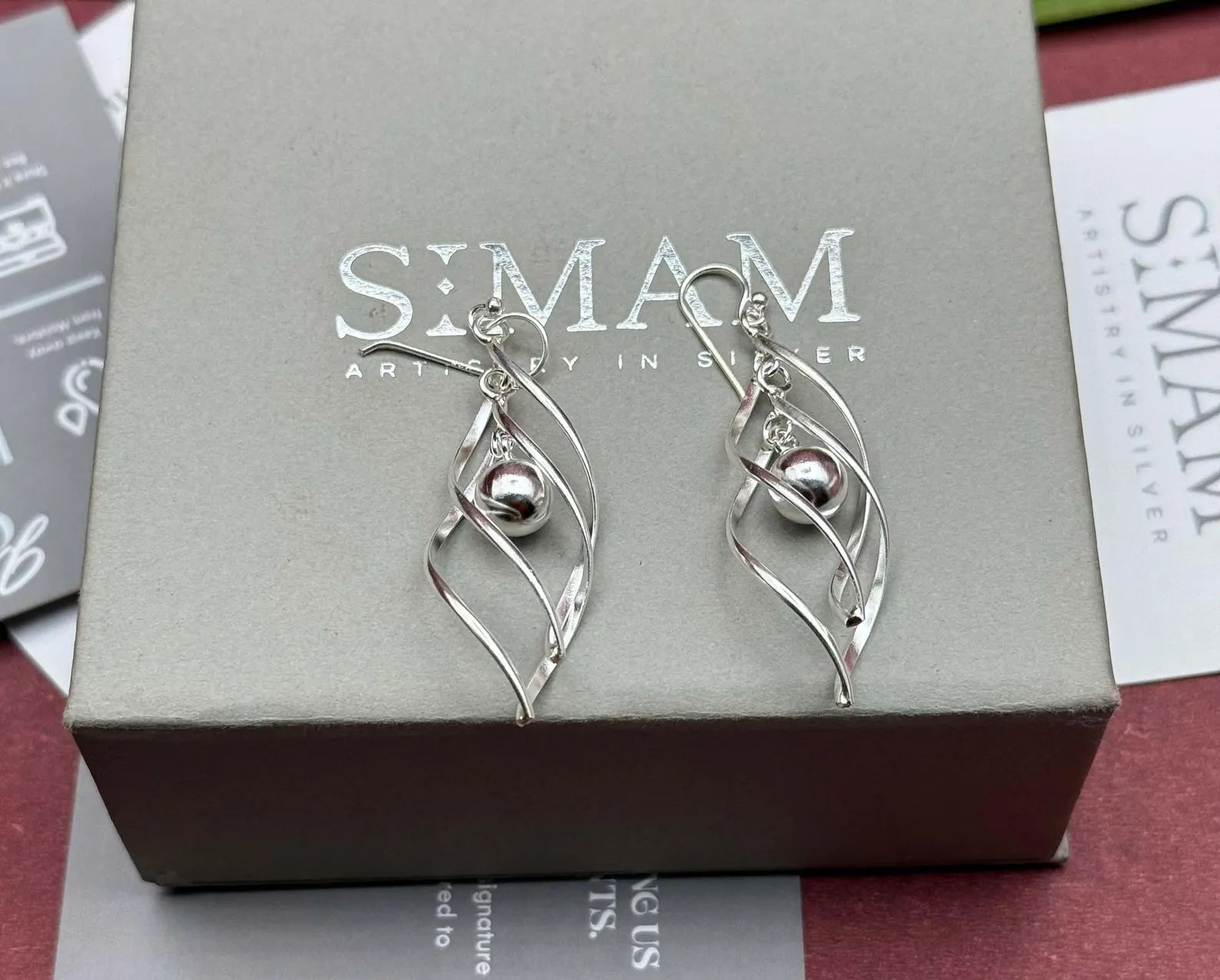 925 Sterling Silver Twisted Ball Dangle Earrings, Modern Spiral Drop Earrings, Minimalist Silver Earrings, silver Jewelry Gift for Her
