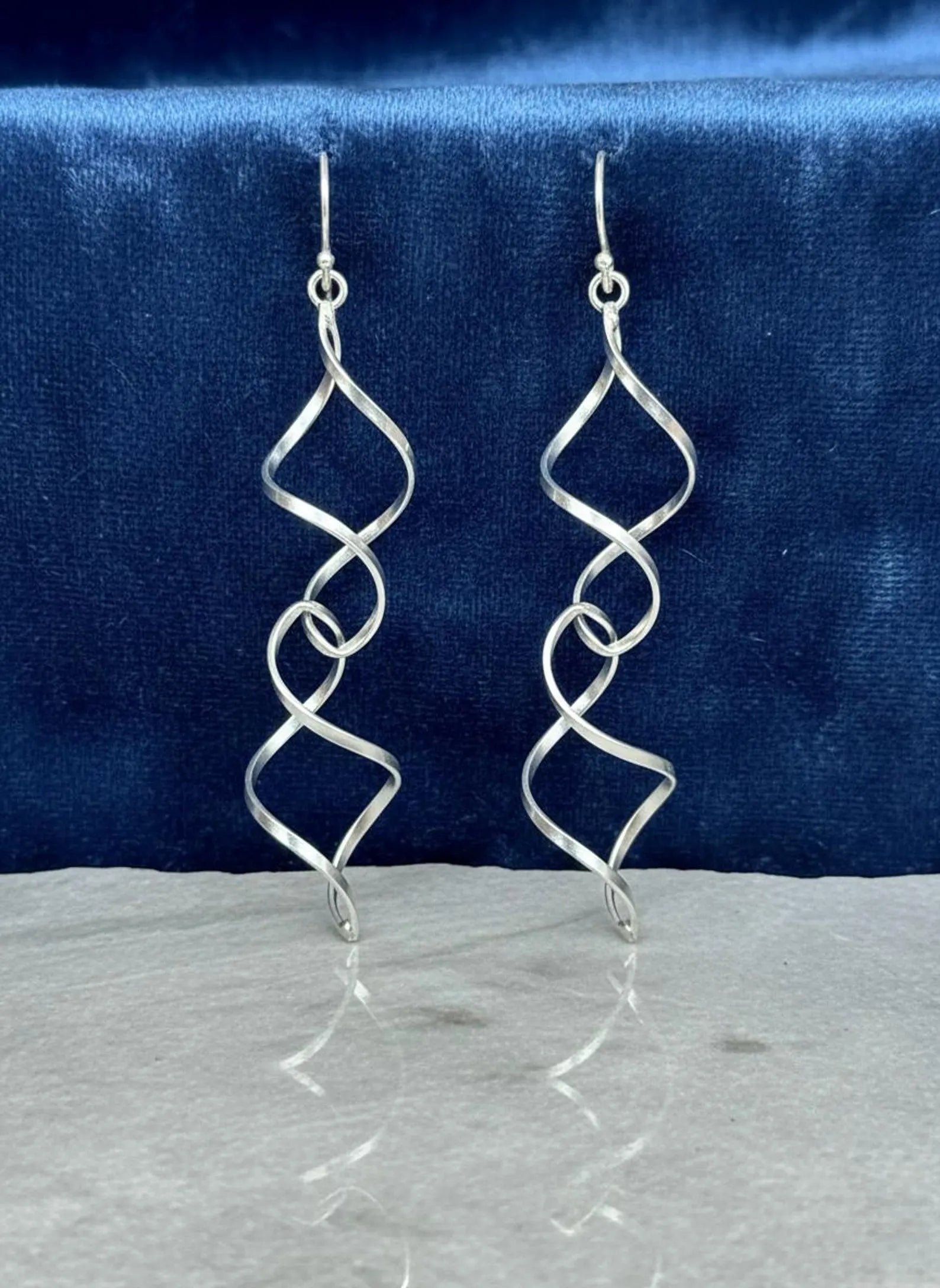 925 Sterling Silver Spiral Dangle Earrings, Twisted Drop Earrings, Modern Minimalist Earrings, Long Silver Statement Earrings, Gift for Her