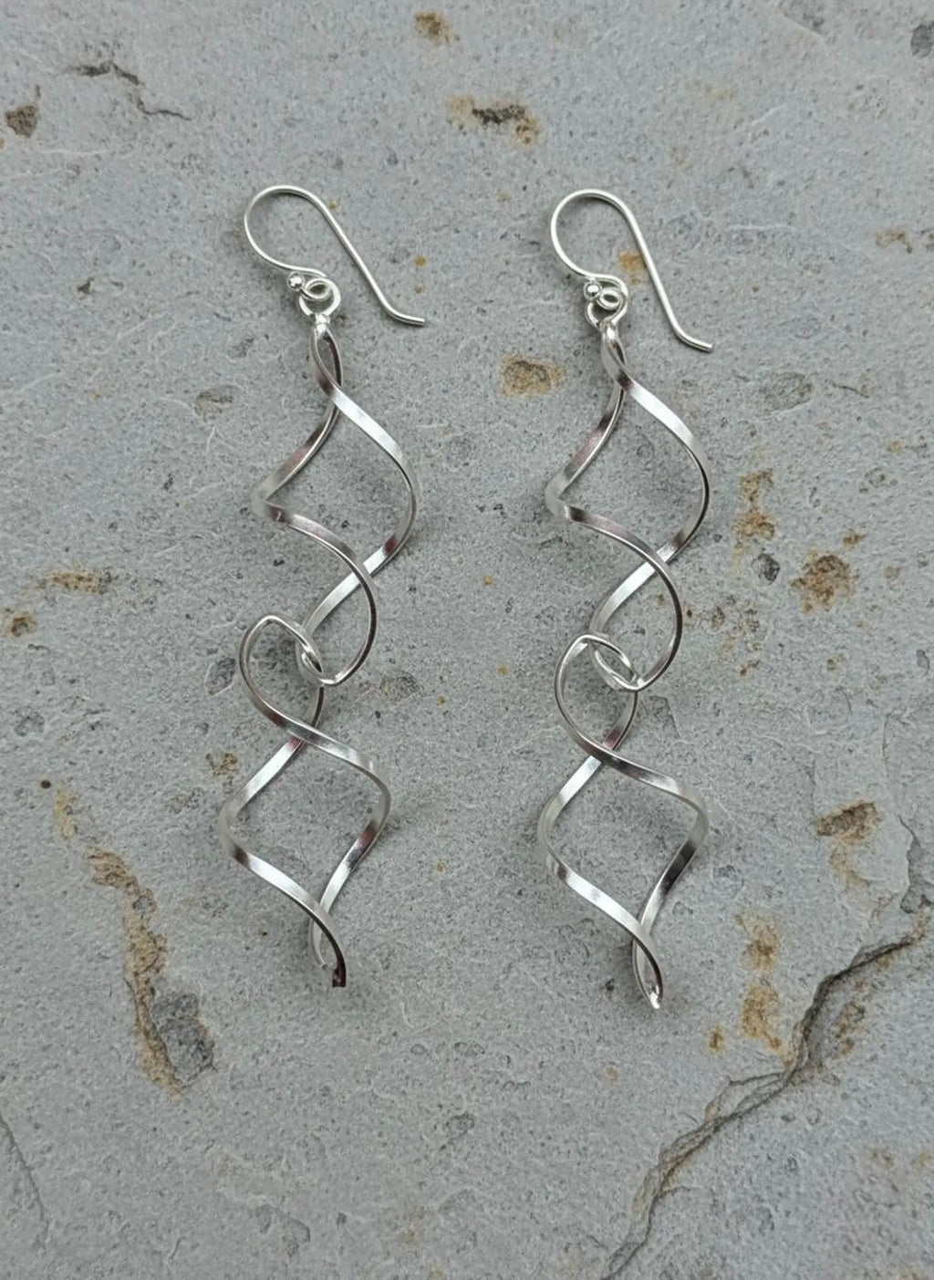 925 Sterling Silver Spiral Dangle Earrings, Twisted Drop Earrings, Modern Minimalist Earrings, Long Silver Statement Earrings, Gift for Her