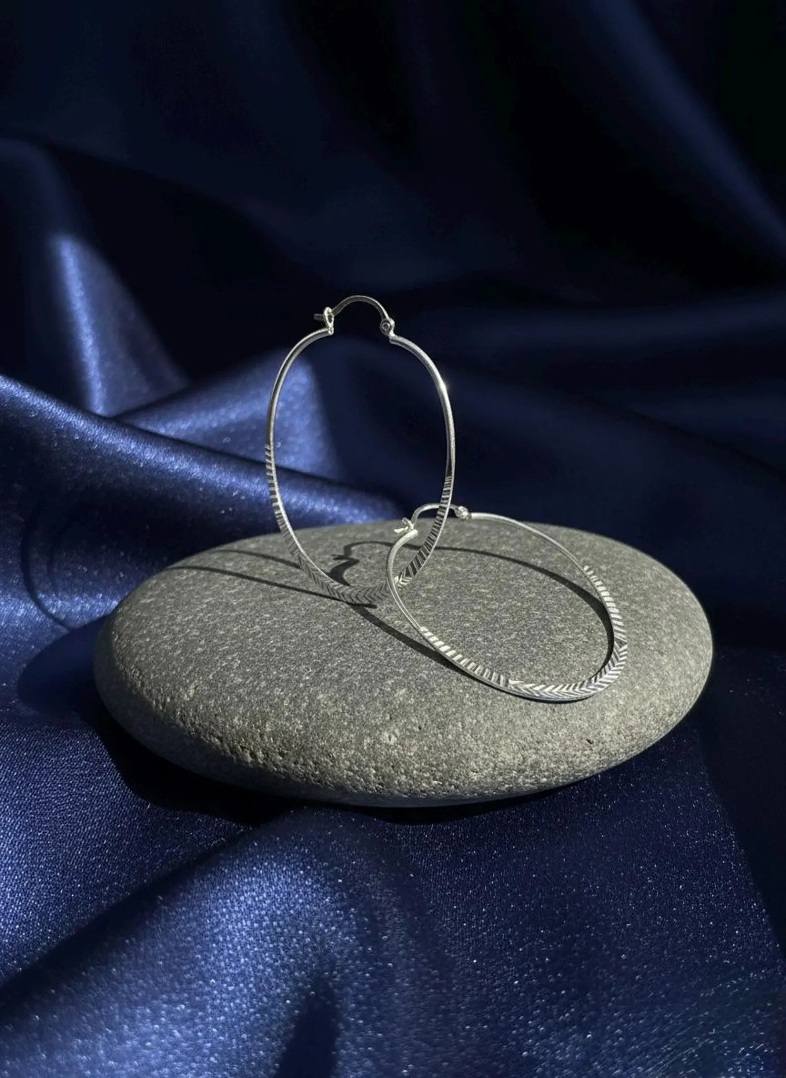 Textured Oval Hoop Earrings, Lightweight Sterling Silver Everyday Jewelry