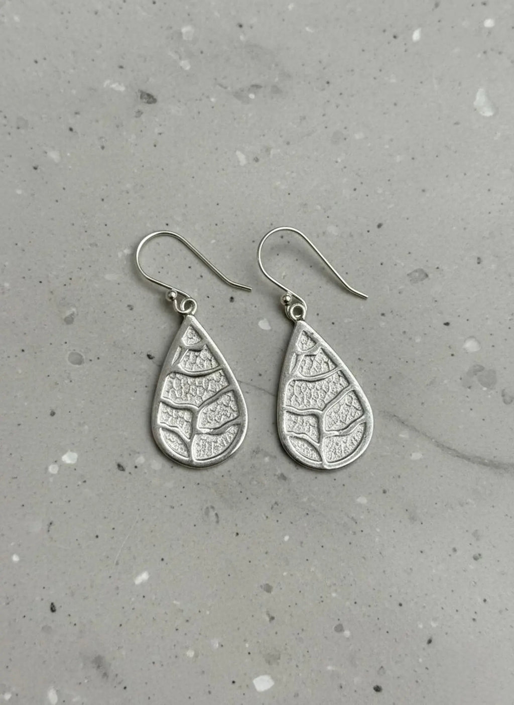 925 Sterling Silver Teardrop Earrings, Leaf Pattern Earrings, Nature Inspired Dangle Earrings, Boho Silver Jewelry, Gift for Her