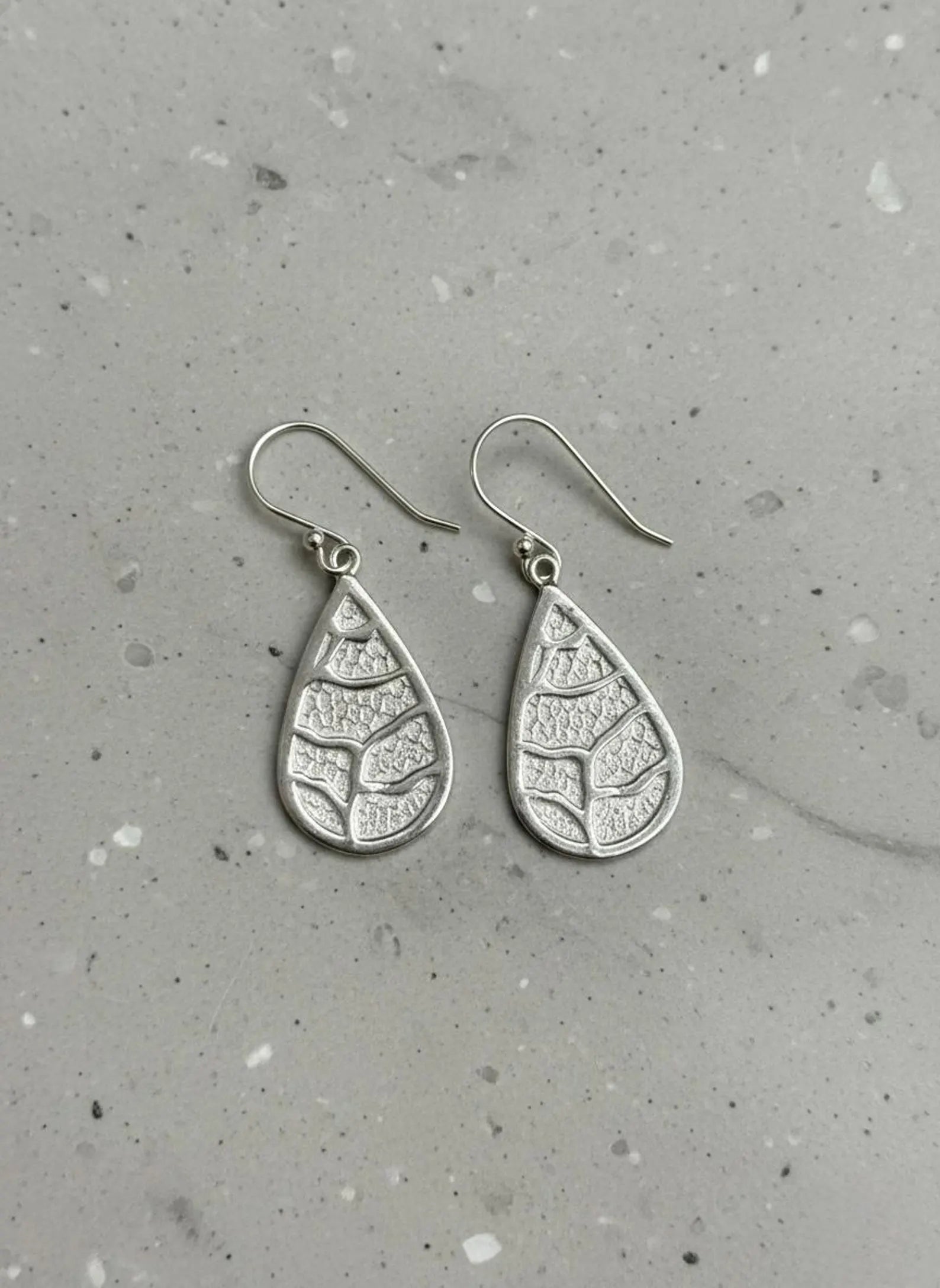925 Sterling Silver Teardrop Earrings, Leaf Pattern Earrings, Nature Inspired Dangle Earrings, Boho Silver Jewelry, Gift for Her