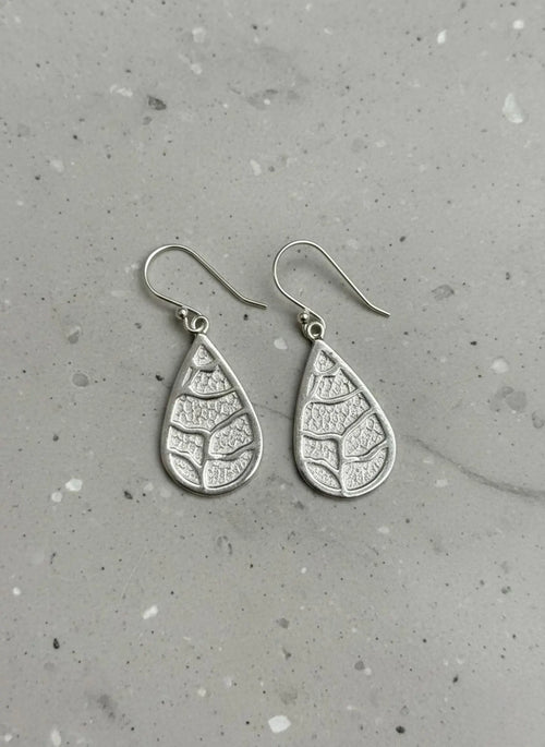 925 Sterling Silver Teardrop Earrings, Leaf Pattern Earrings, Nature Inspired Dangle Earrings, Boho Silver Jewelry, Gift for Her