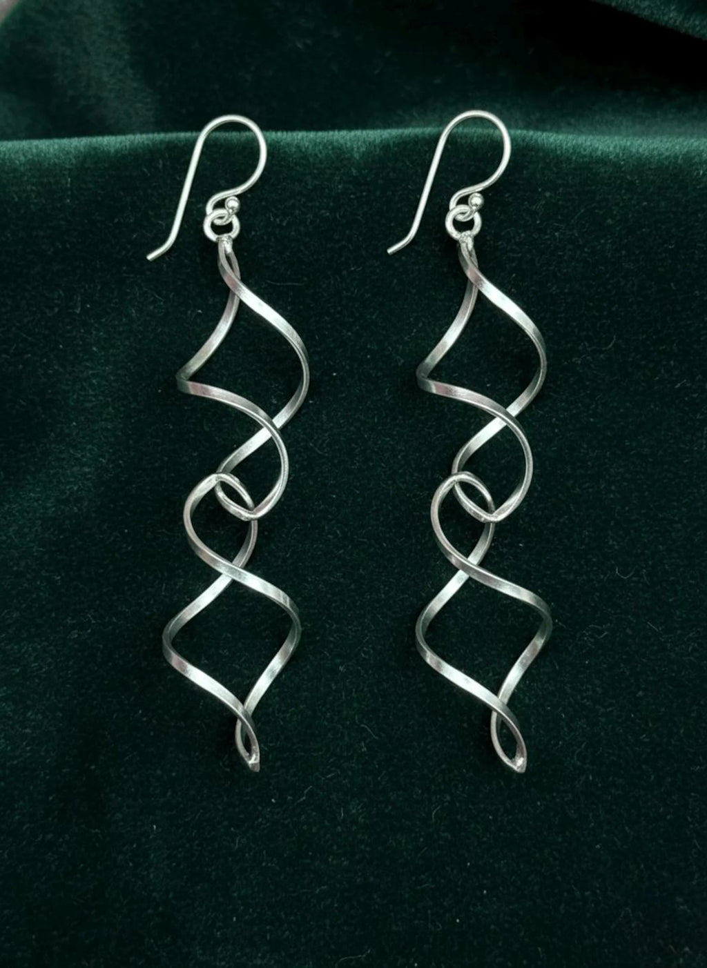 925 Sterling Silver Spiral Dangle Earrings, Twisted Drop Earrings, Modern Minimalist Earrings, Long Silver Statement Earrings, Gift for Her