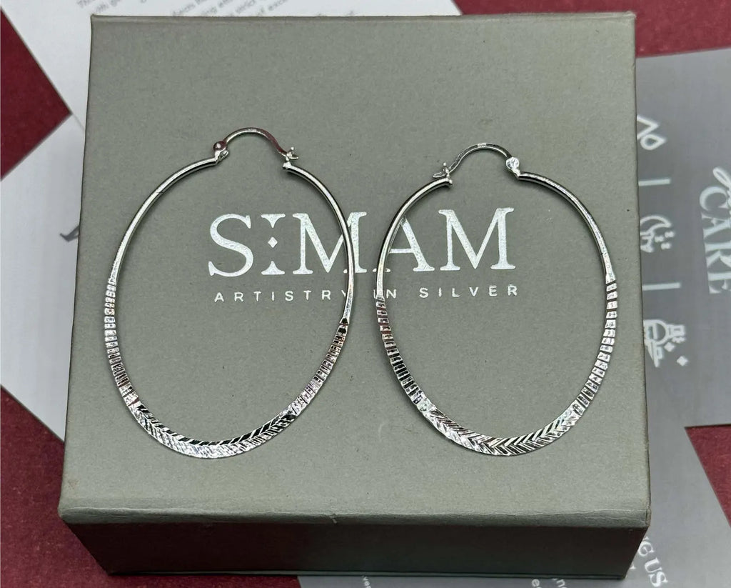 Textured Oval Hoop Earrings, Lightweight Sterling Silver Everyday Jewelry