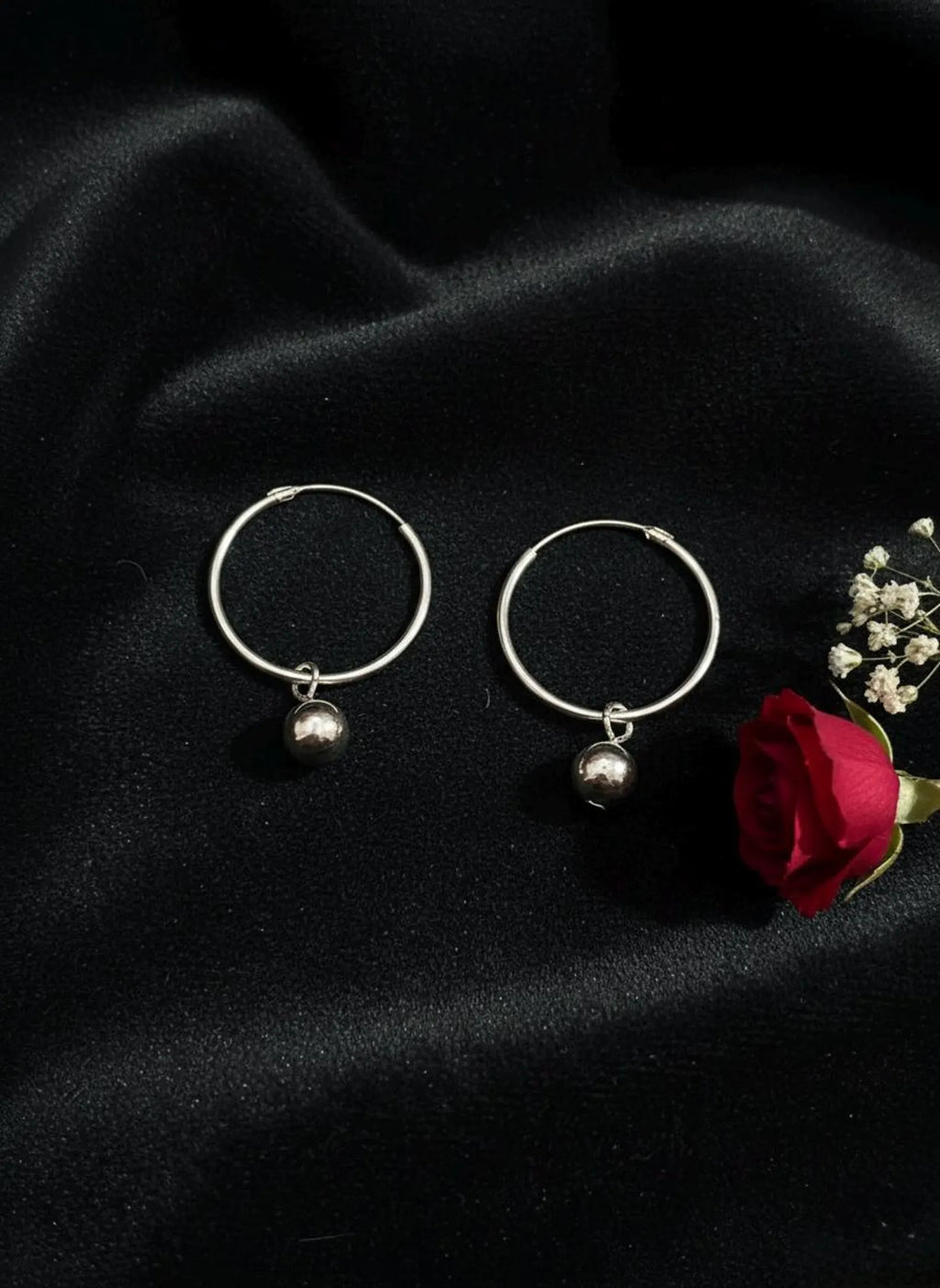 925 Sterling Silver Hoop Earrings, Silver Ball Hoop Earrings, Minimalist Earrings, Everyday Jewelry, Gift for Her