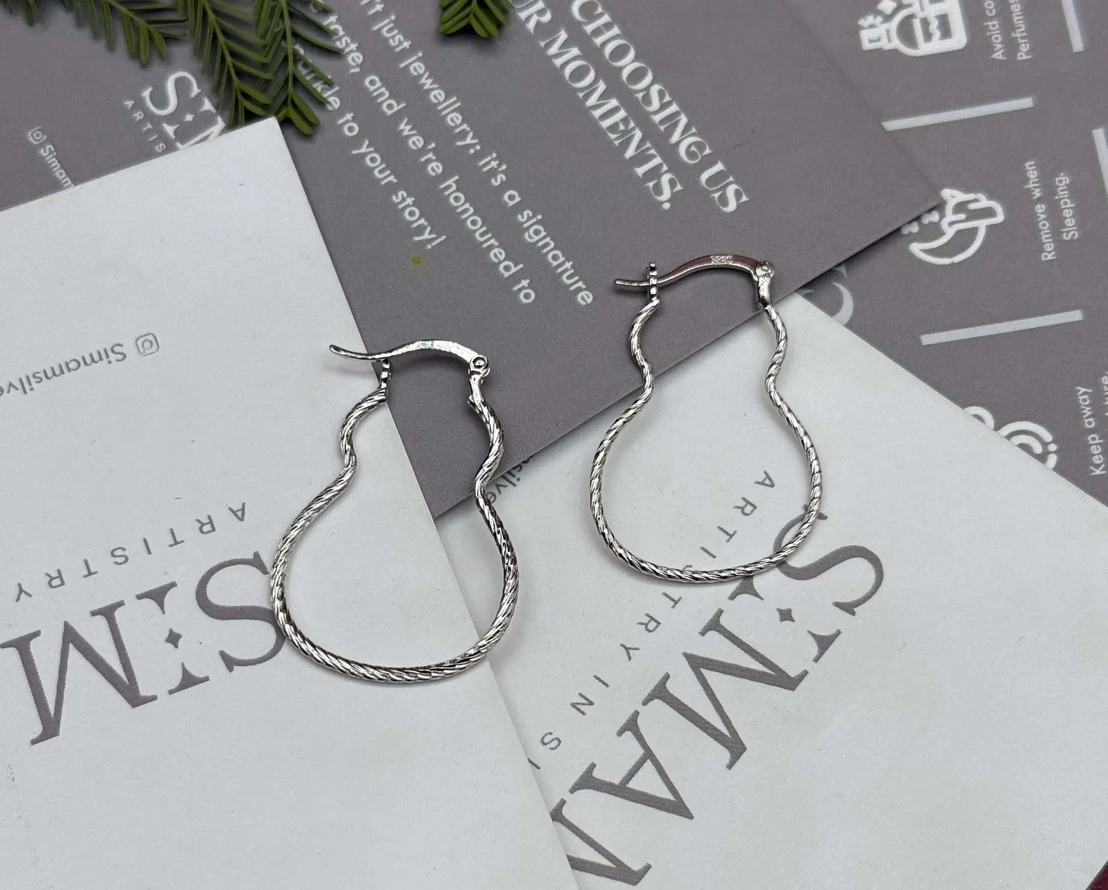 925 Sterling Silver Teardrop Hoop Earrings, Twisted Silver Hoops, Minimalist Earrings, Everyday Jewelry Gift for Her