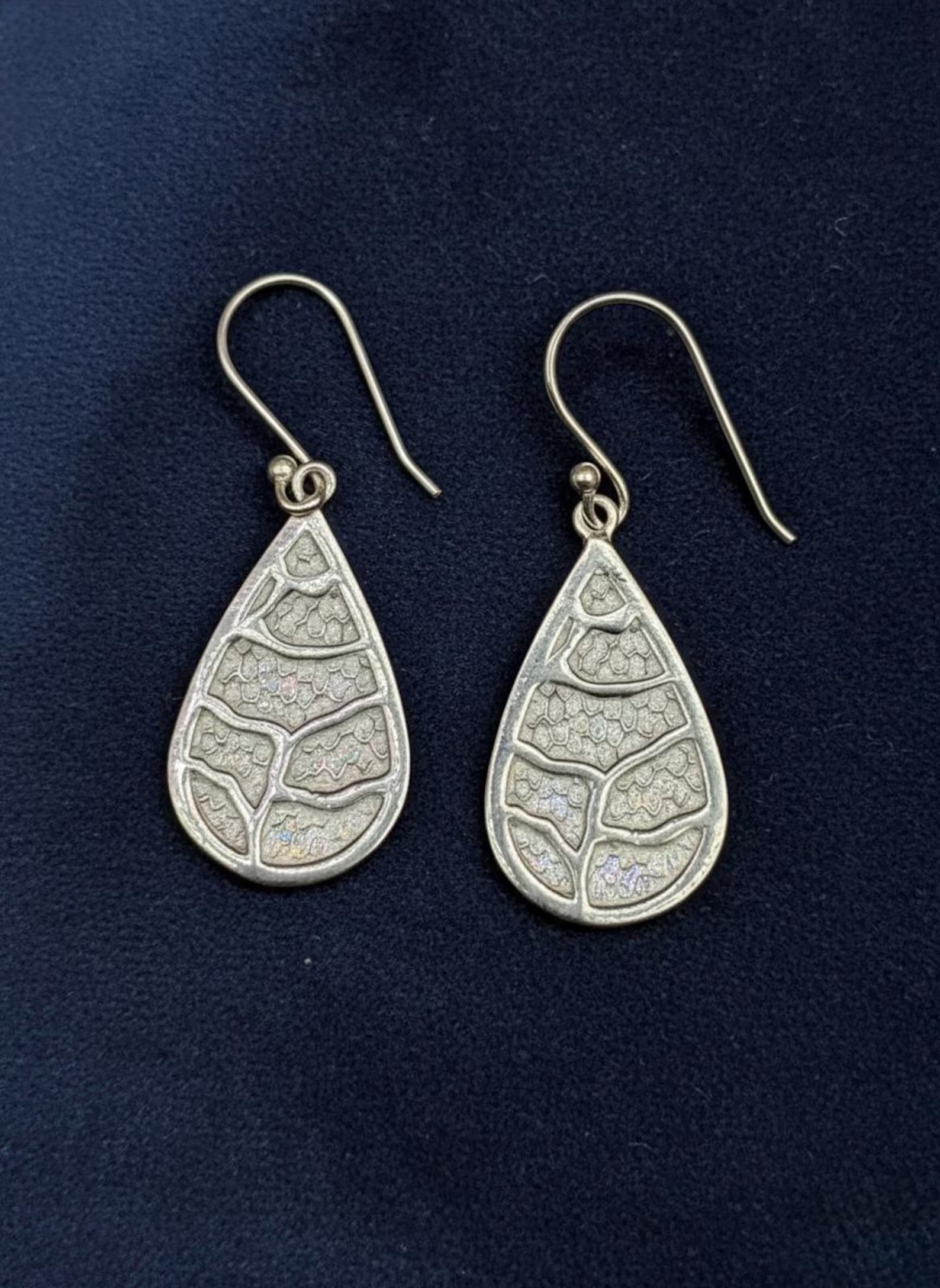 925 Sterling Silver Teardrop Earrings, Leaf Pattern Earrings, Nature Inspired Dangle Earrings, Boho Silver Jewelry, Gift for Her