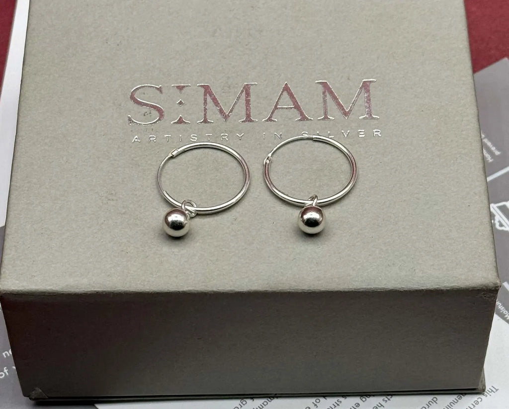 925 Sterling Silver Hoop Earrings, Silver Ball Hoop Earrings, Minimalist Earrings, Everyday Jewelry, Gift for Her