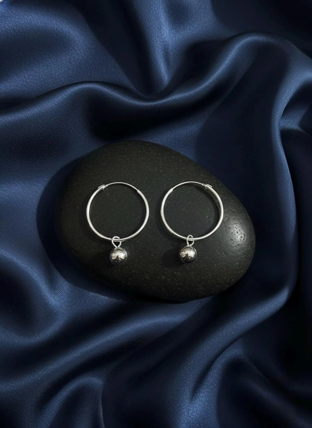925 Sterling Silver Hoop Earrings, Silver Ball Hoop Earrings, Minimalist Earrings, Everyday Jewelry, Gift for Her