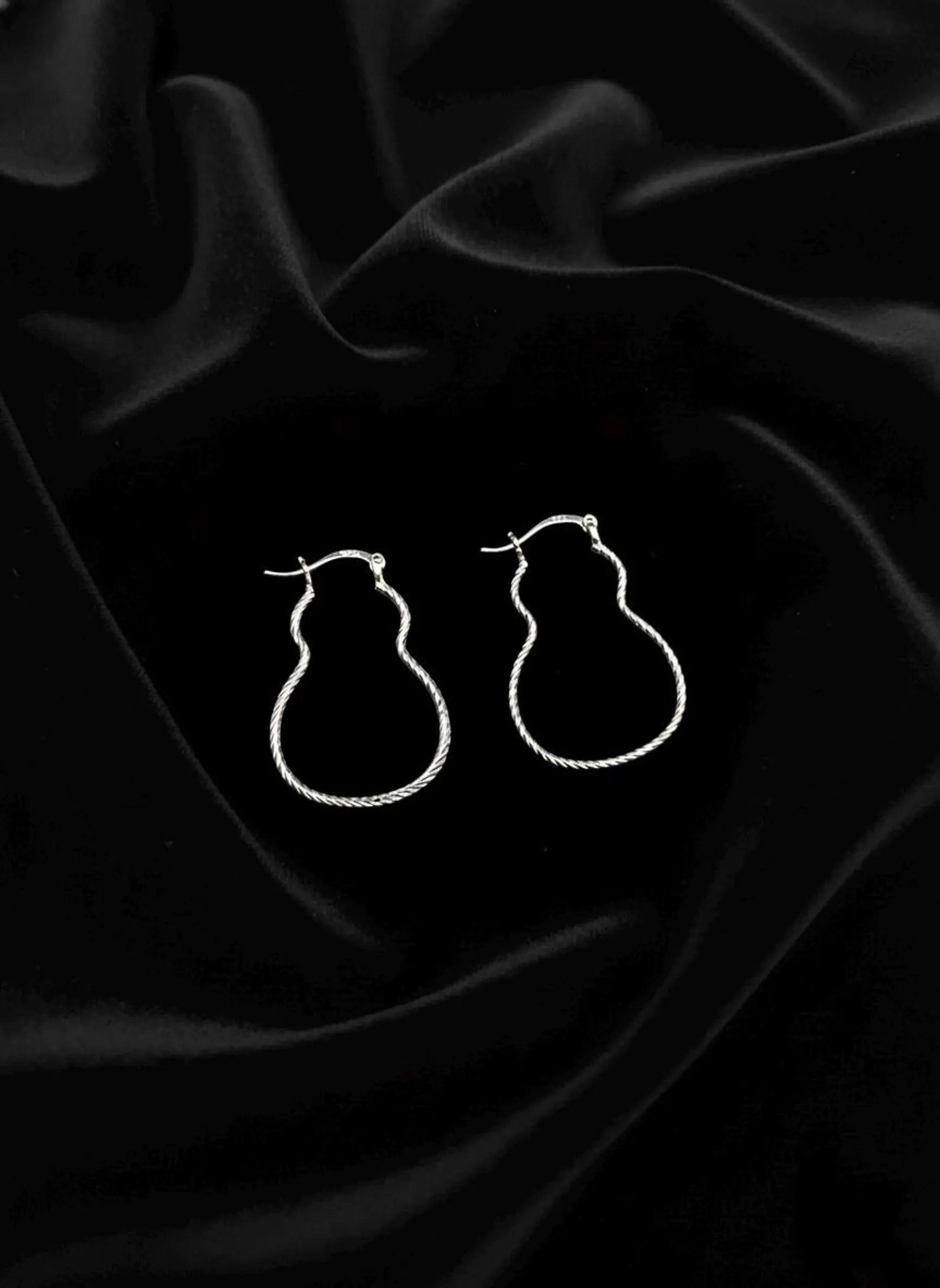925 Sterling Silver Teardrop Hoop Earrings, Twisted Silver Hoops, Minimalist Earrings, Everyday Jewelry Gift for Her