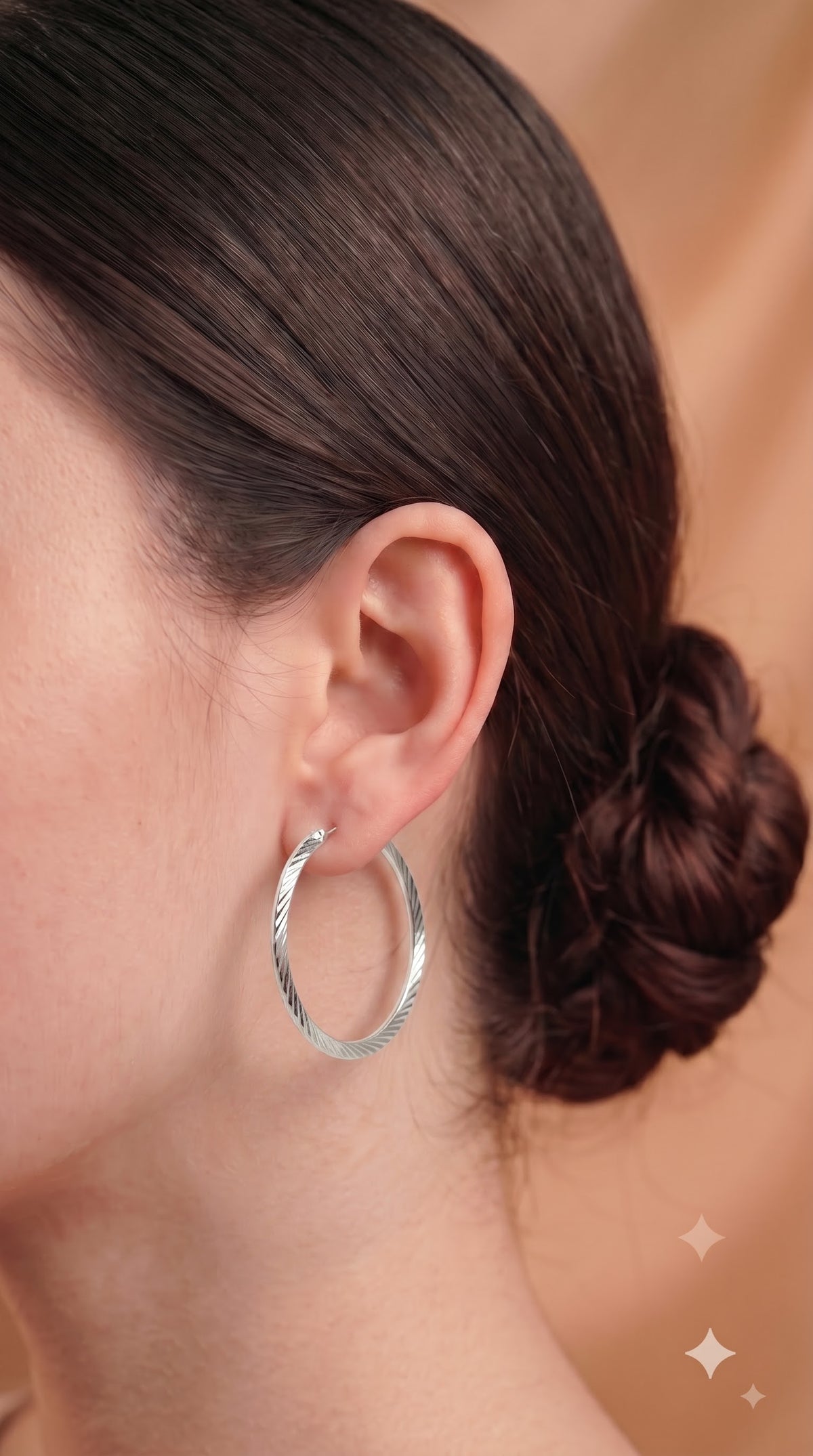 Textured Sterling Silver Hoop Earrings, Minimalist Twisted Circle Jewelry