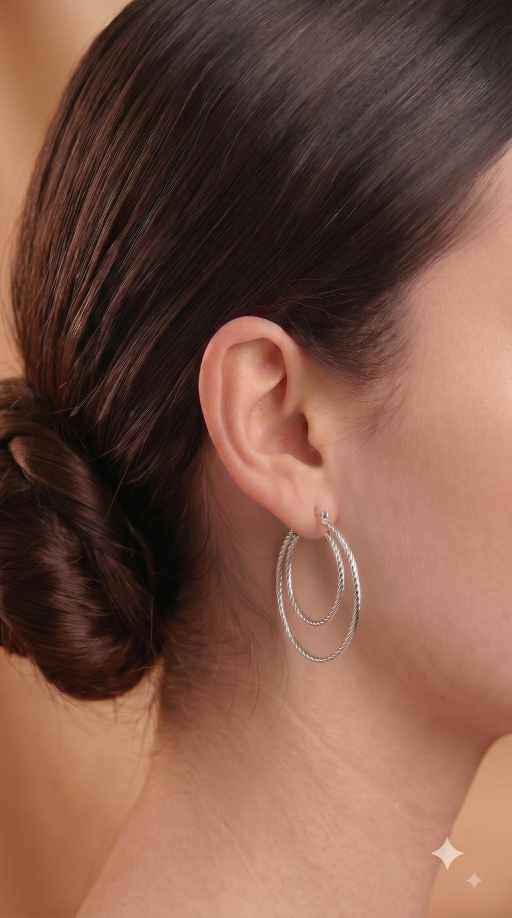 Sterling Silver Double Hoop Earrings, Textured Layered Circles, Minimalist Everyday Jewelry