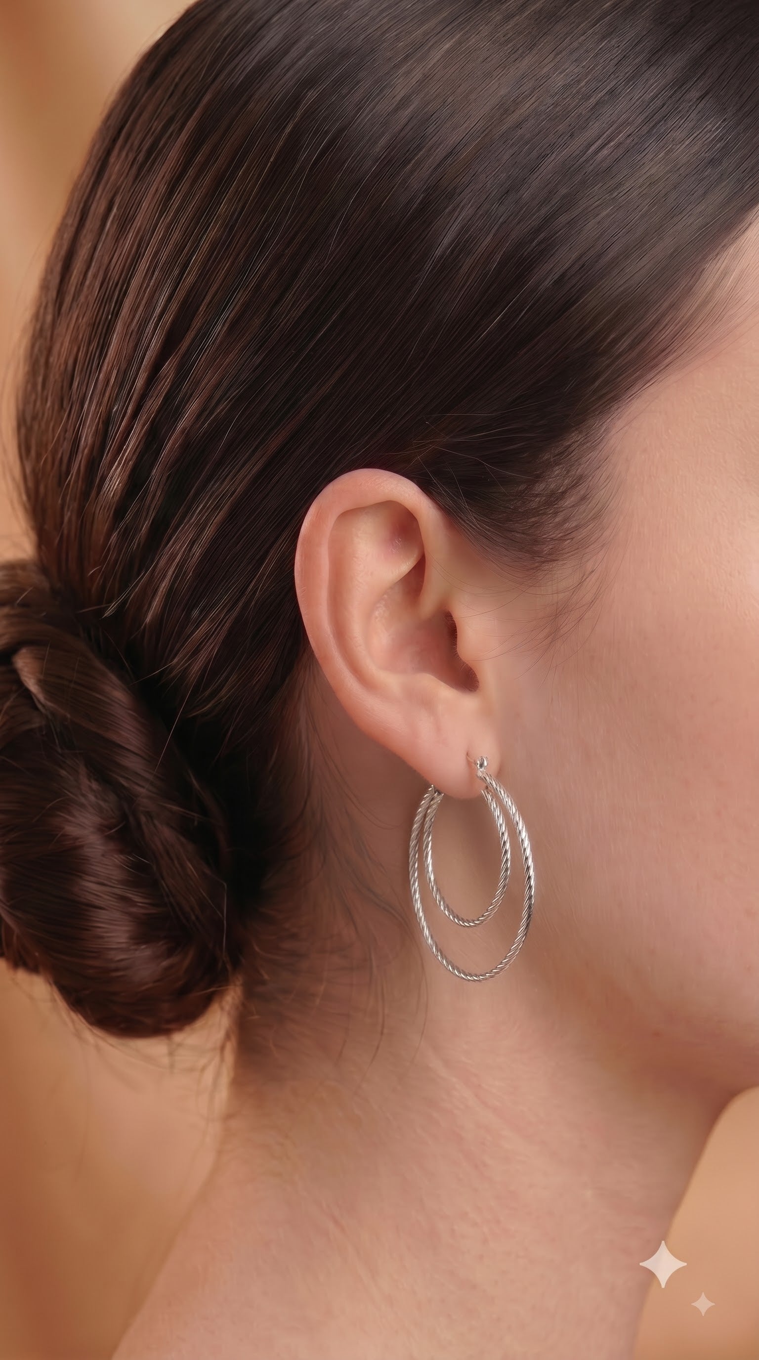 Sterling Silver Double Hoop Earrings, Textured Layered Circles, Minimalist Everyday Jewelry